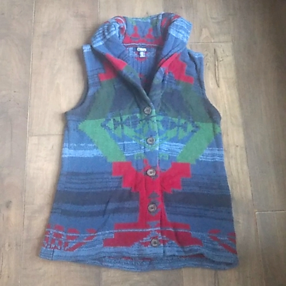 VTG Y2K CHAPS DENIM RALPH LAUREN NAVAJO  COTTON BLEND VEST WOMANS M